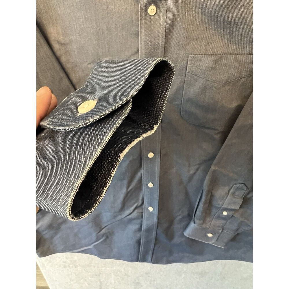 LL Bean Classic Oxford Shirt 100% Cotton Traditional Fit 18 34 Blue Long Sleeve‎ - Picture 5 of 8